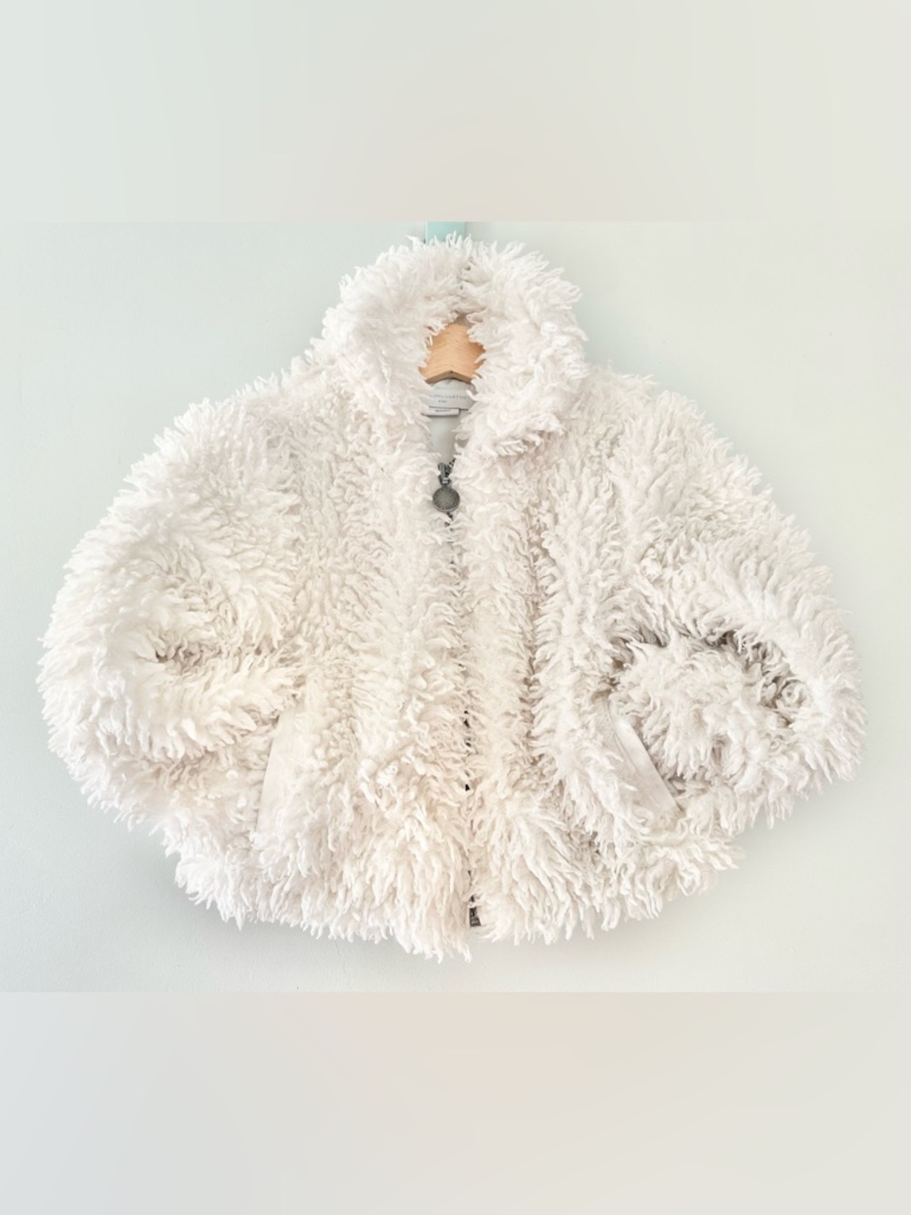 Stella McCartney Kids 4Y 4 Ivory Cream Teddy Sherpa Faux Fur Jacket Coat NWOT